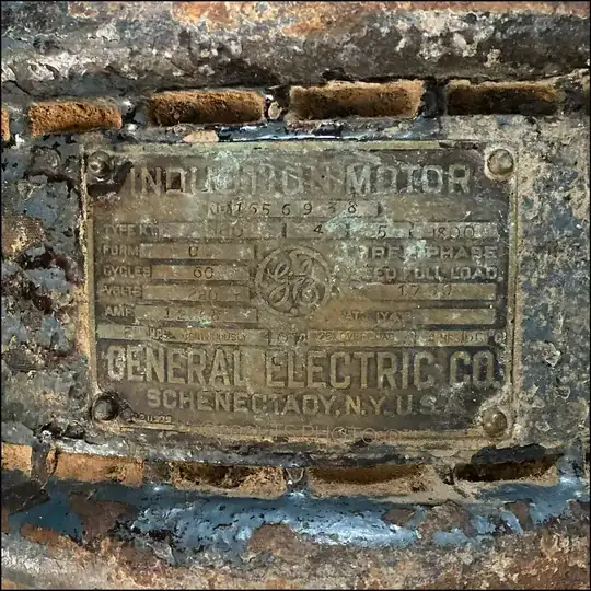 Antique GE Induction Motor, 5HP - 3PH - 220VAC