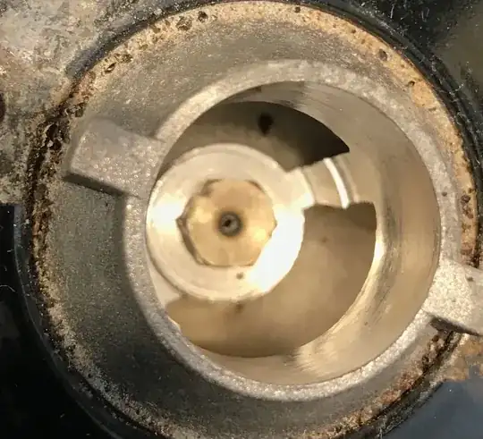 close up of burner where the gas comes out