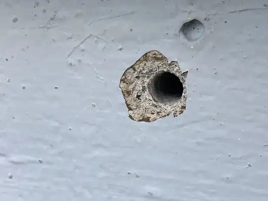 Closeup of cement hole 1