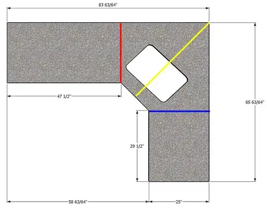 L Shaped counter-top with corner sink