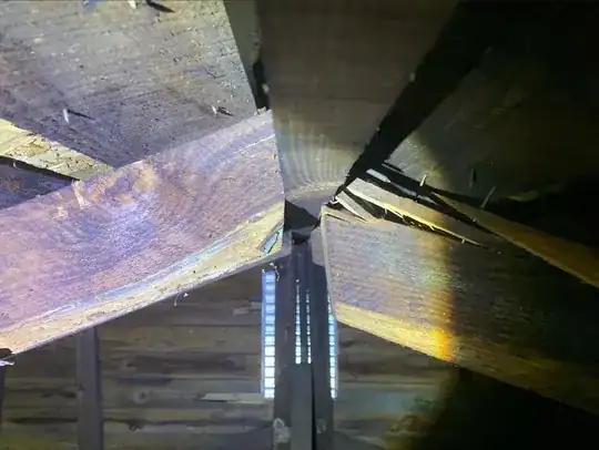 Direct shot of ridge board