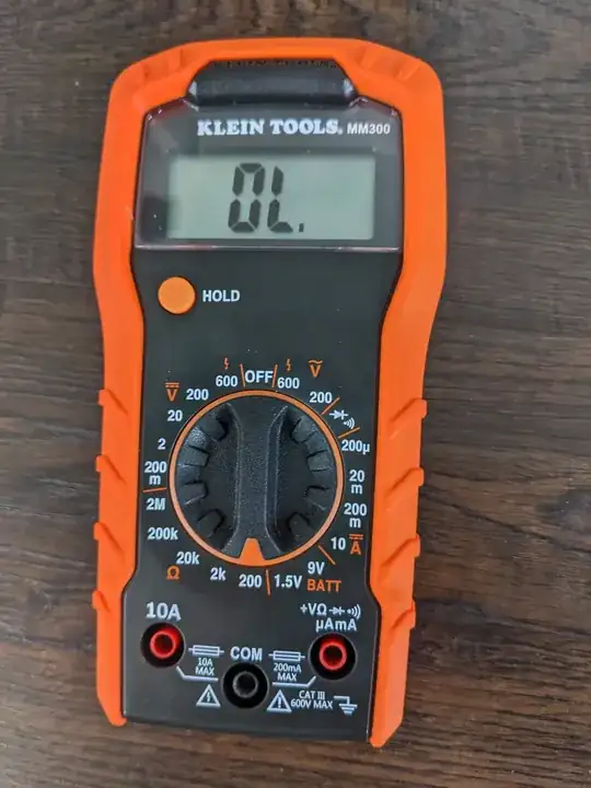 resistance not detected at 200 ohms