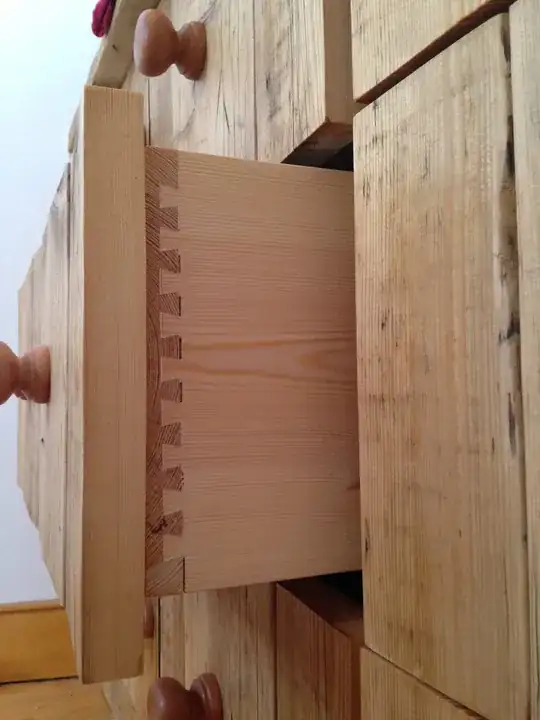 Side view of drawer