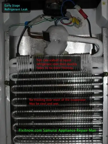 evaporator frost showing likely refrigerant leak
