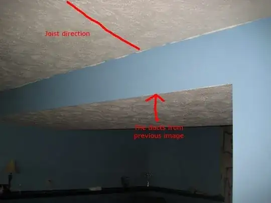 living room, joists and ducts