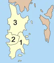 Map of &nbsp;Amphoe, or the three districts of Phuket
