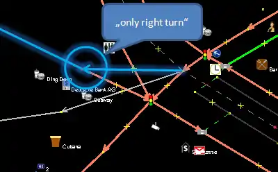 Abbildung 1: Beispiel einer Kreuzung mit Rechtsabbiegegebot.