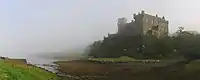 photograph of Dunvegan Castle on the Isle of Skye in the mist