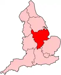Region Highlighted on England Map