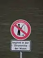 Fishing forbidden area sign in Germany