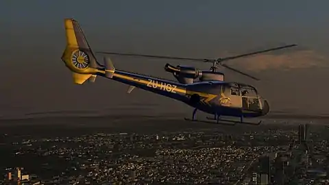 FlightGear - Buildings and objects in Madrid, Spain generated from OpenStreetMap data in Flightgear 2018.