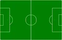 典型的な白線が引かれたサッカー場。