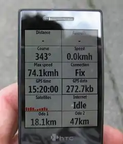 Monitors view on a HTC S740 Smartphone. For each box the parameter shown can be configured. One needs to go into the setup and choose some options to get this view.