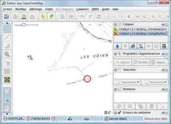 Au centre du cercle rouge, premier clic, sur la planche non géo-référencée