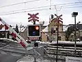 Level crossing in Czech Republic, the lower blue light blinks if the device is in operation