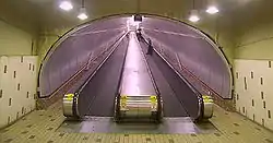 Two inclined moving walkways
