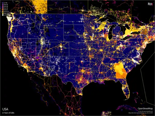OSM Mapper - 1 Year of work in the US - 11 December 2008.