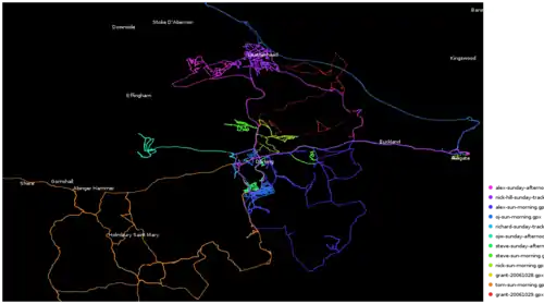 Surrey Hills (Sunday) - Black background - with city names