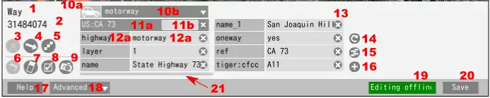 Edit Panel (Edit mode) of Potlatch