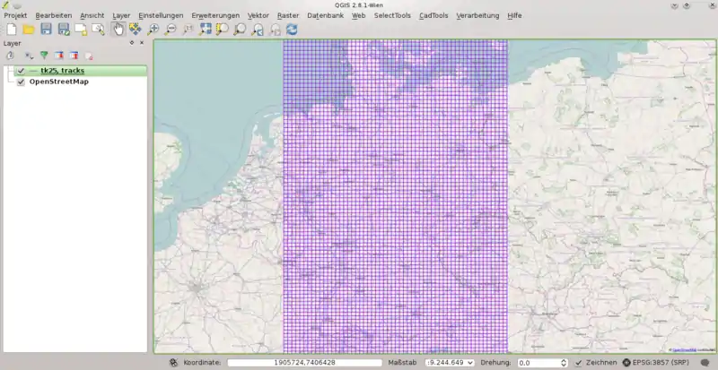 Blattübersicht tk25.gpx geladen