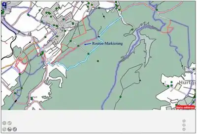 farbig hinterlegte Linien gehören zu einer Relation