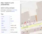Screenshot showing the tags for Hopkin's Lane
