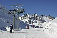 Platter lift at the Pizol mountain, canton St. Gallen, eastern Switzerland.
