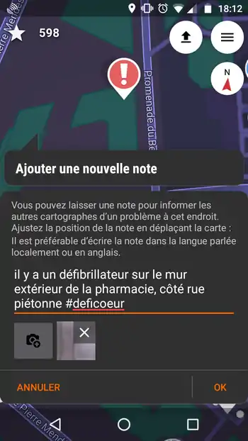 créer une note avec StreetComplete