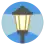 AddWayLit quest icon showing a street lamp lighting to left and right on a blue background