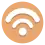 a white wifi symbol (waves moving up from one point) on an orange background