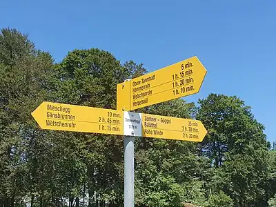 Destination guideposts of the basic network / Zielwegweiser des Grundnetzes