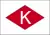 Weißes "K" in roter Raute auf weißem Grund