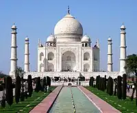 The Taj Mahal is entirely clad in marble