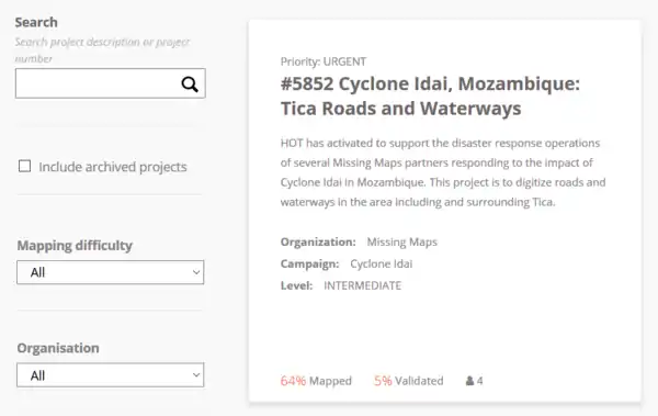 Selección da área de crise