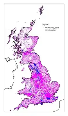 Map of OS trig stations and OSM survey_points
